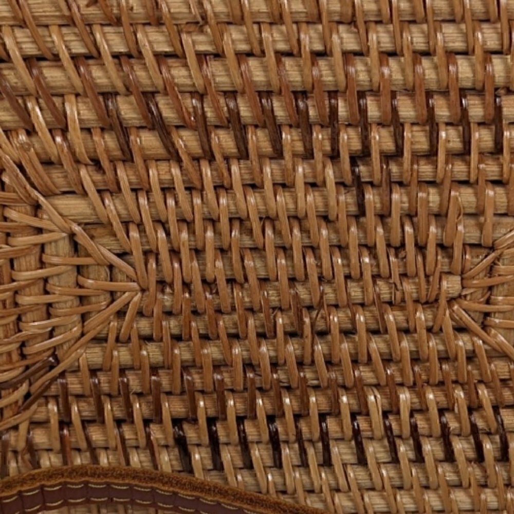 Rectangular Wicker Handbag With Leather Strap And… - image 8